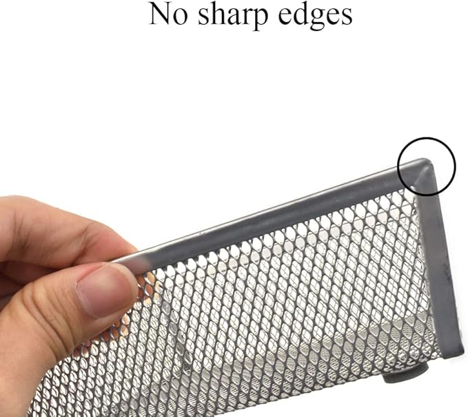 HAHIYO Stackable Mesh Tray Cup 6 x 6 x 2 inches Sturdy Container for Desk Drawer Organizer Collection for Home Office School kitchen Soft Foam Feet No Sharp Edges 2 Pack Silver-DeskLoop Office