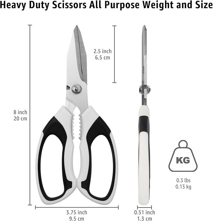BoFuYuan 8-Inch Utility Scissors All Purpose Heavy Duty, Serrated Blade - Image 3