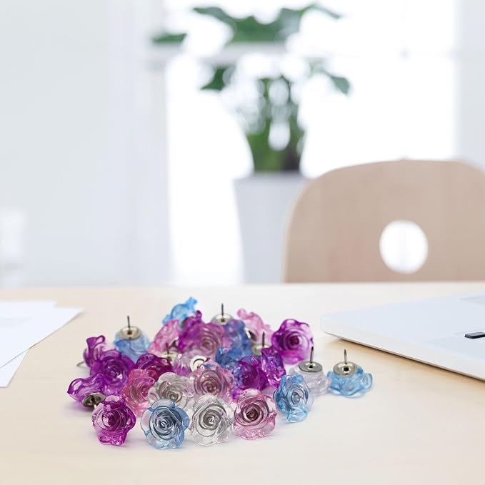 Cute Rose Push Pins 30 Pcs Flower Decorative Push Pins - Image 3