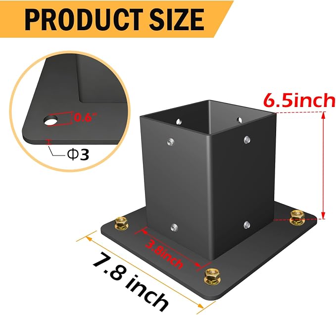 2" x 2" Sign Post Square Sign Post Anchor Base | Surface Mount Base | 1 Pack - Image 2