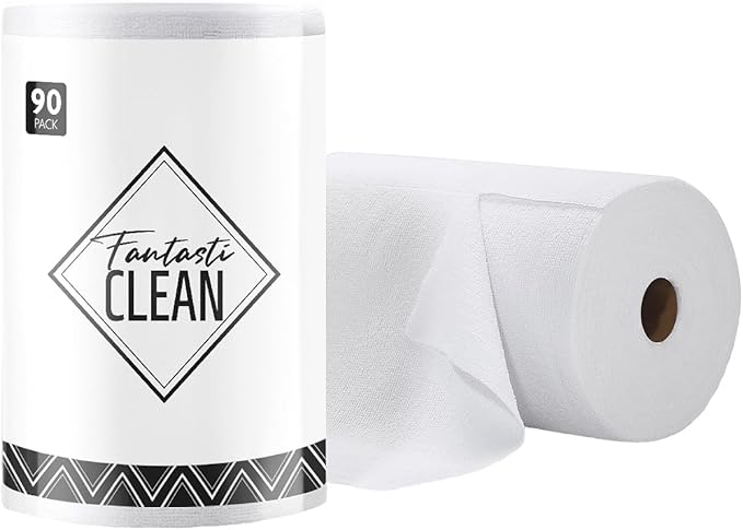 Fantasticlean Microfiber Cleaning Cloth Roll -90 Pack, Tear Away Microfiber Towels, 12" x 12", Reusable, Washable, Scratch Free, Ultra Absorbent Dish Rags for Car, Home, Garage or Shop (White)-DeskLoop Office