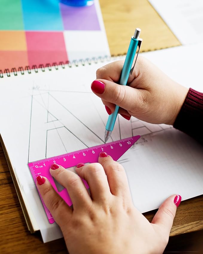 Honagu Triangular Ruler Set, 4 Pieces Aluminum Alloy Ruler, Metal Drafting Ruler - Image 3