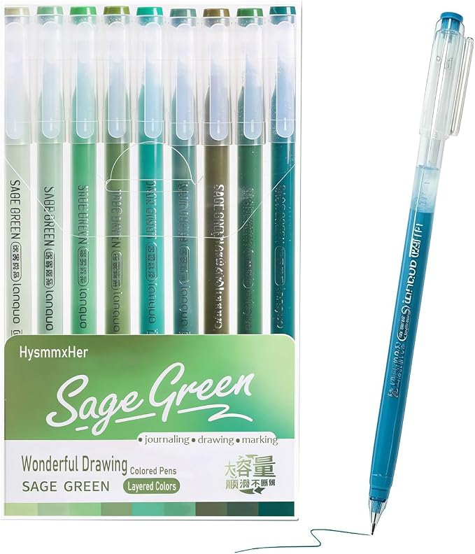 9 Colored Gel Pens Set, 0.6mm Fine Point by HysmmxHer
