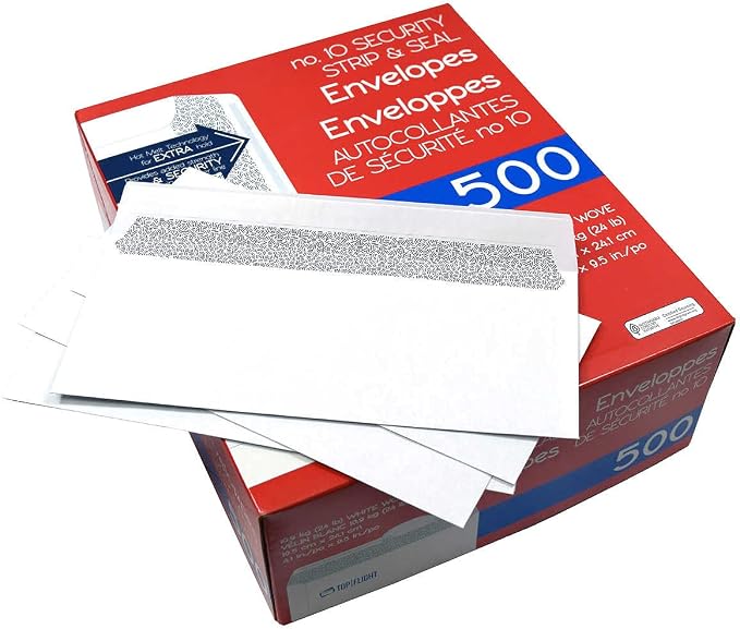 Top Flight PSTF10NWT #10 Envelopes, Strip & Seal, Security Tinted, 24 lb - Image 4