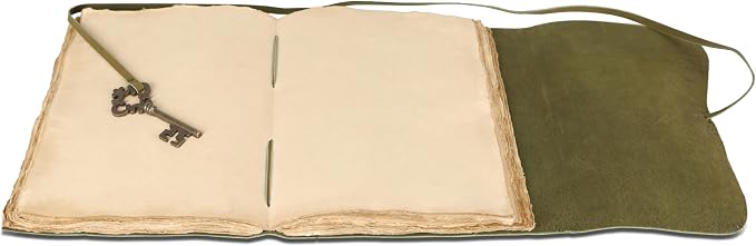 Leather Journal with Deckle Edge Paper 8x6 inch and Vintage Key | Handmade - Image 3