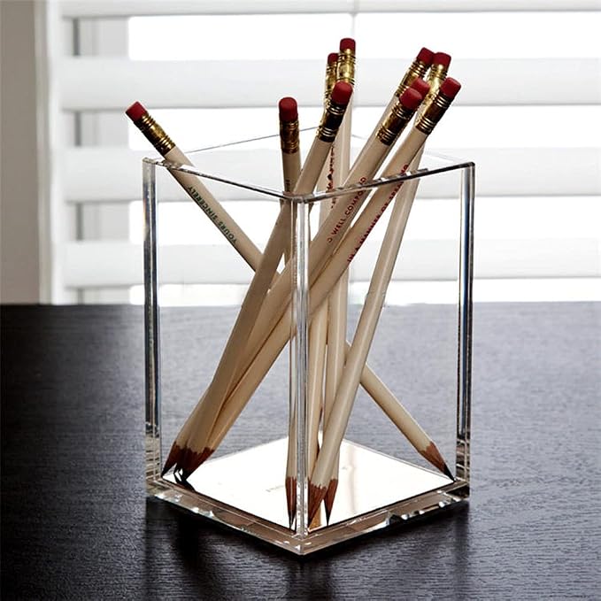 HSYMQ 2 Pack Clear Acrylic Pencil Pen Holder Cup, Makeup Brush Holder Acrylic - Image 6