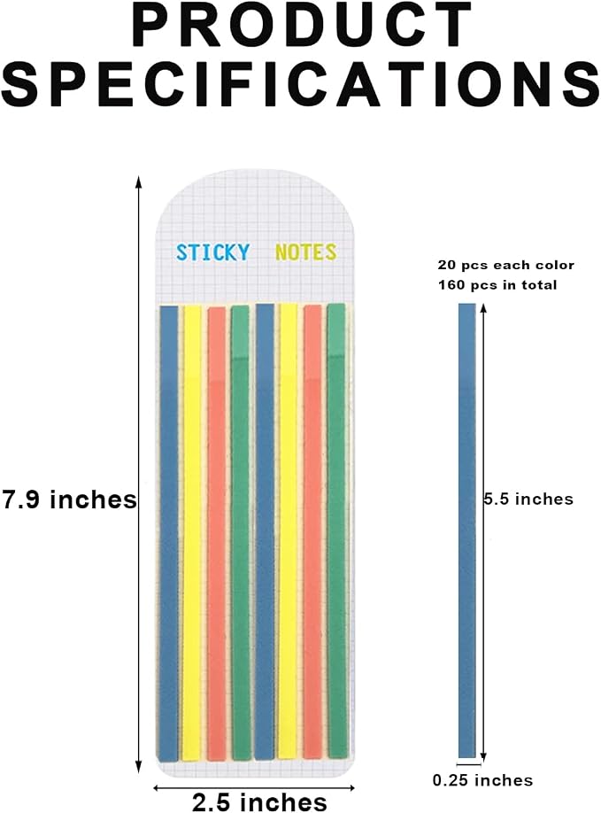 Potanro Sticky Long Tabs 6 Sheet Highlighter Tape 960 Pcs Translucent Sticky - Image 6