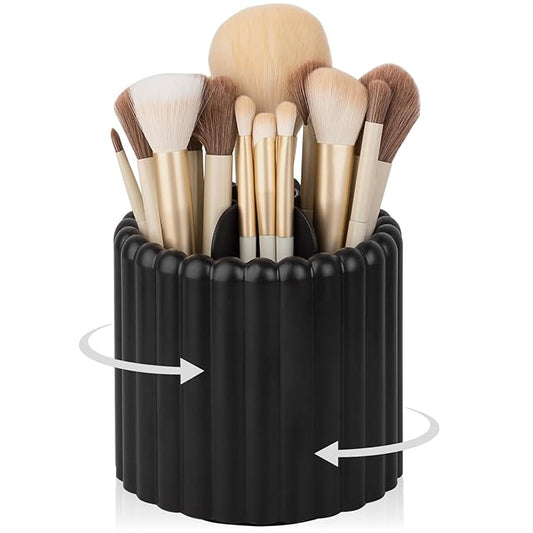 Anyoifax 360 Rotating Makeup Brush Holder 7 Slots Make Up Brush Organizer Removable Spinning Cosmetic Brushes Storage Pen Holder for Vanity, Dresser, Desk, Black-DeskLoop Office