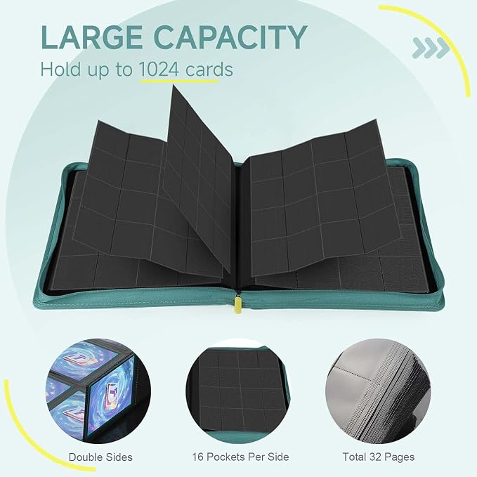Card Binder with 1024 Cards, 16 Pocket Trading Card Binder Includes 32 Page - Image 4