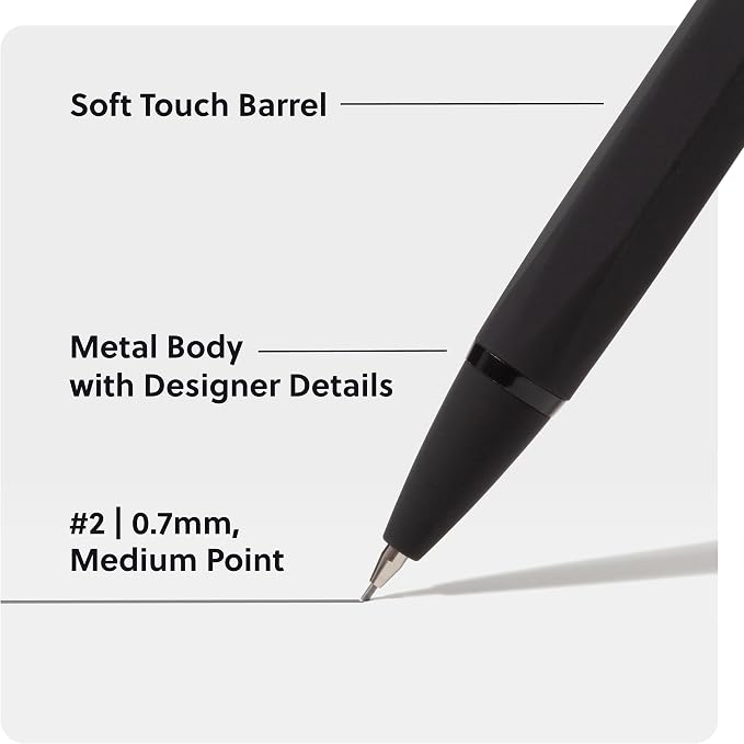 U Brands Cambria Mechanical Pencils, Midnight Black, Soft Touch, Medium Point - Image 3