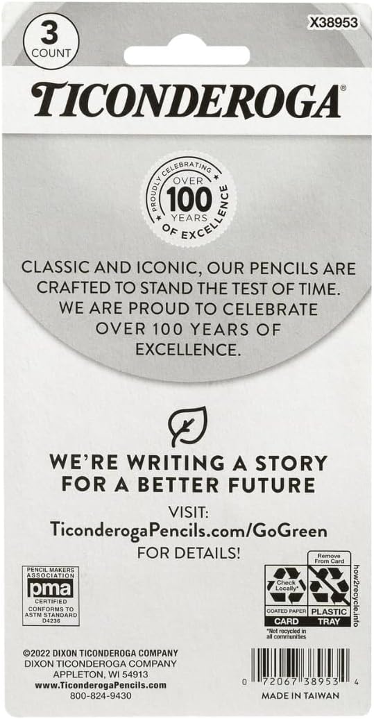 Ticonderoga Pencil Shaped Erasers, 3 Erasers/Pack, 12 Packs | Yellow, 0.75" x - Image 3
