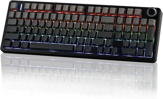 EPOMAKER X Aula F99 PRO Wireless Gaming Keyboard with 8000mAh Battery, Hot Swappable Creamy Keyboard, 2.4GHz/Type-C/BT5.0, NKRO, RGB Backlit for Win/Mac/Gaming (Black Gradient)-DeskLoop Office