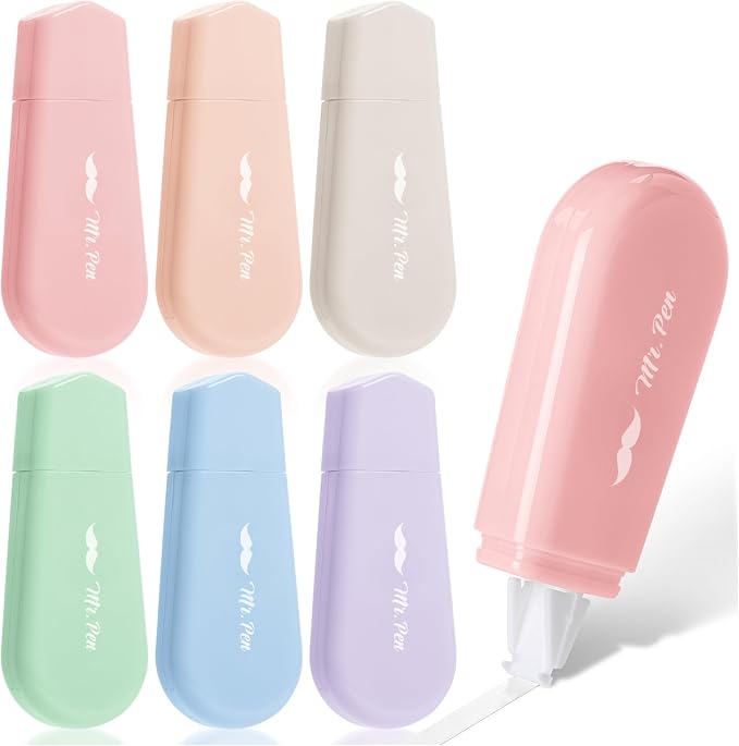 Mr. Pen- Aesthetic Correction Tape, 0.2" x 197", Pastel Colors | Cute by MrPen