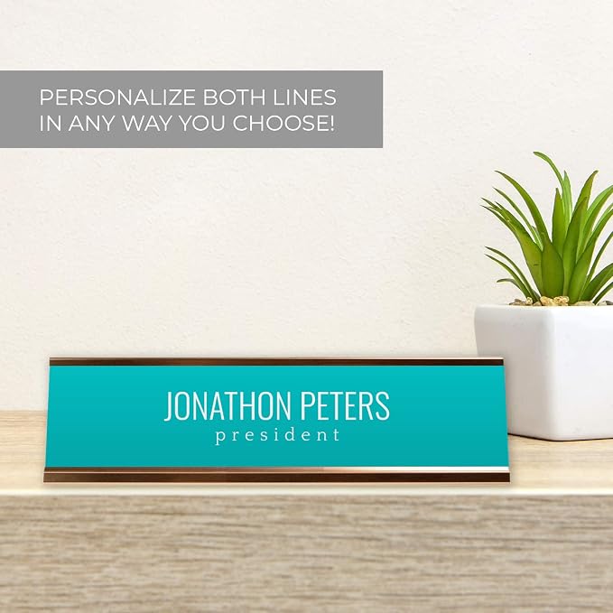 Personalized Turquoise Desk Plate / 2" x 8" Custom Teal Desk Sign/Chic Name - Image 3