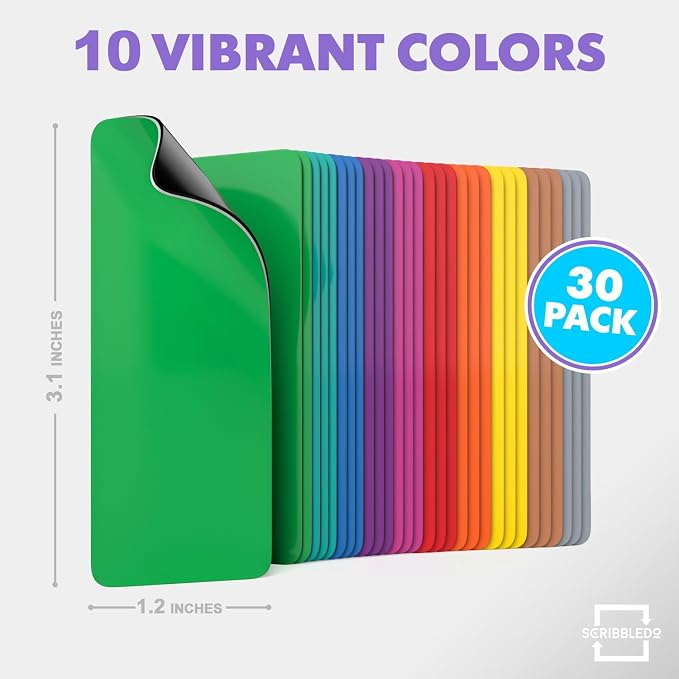 Scribbledo 30 Pack Dry Erase Magnetic Labels 3.1” x 1.2” Reusable Writable - Image 4