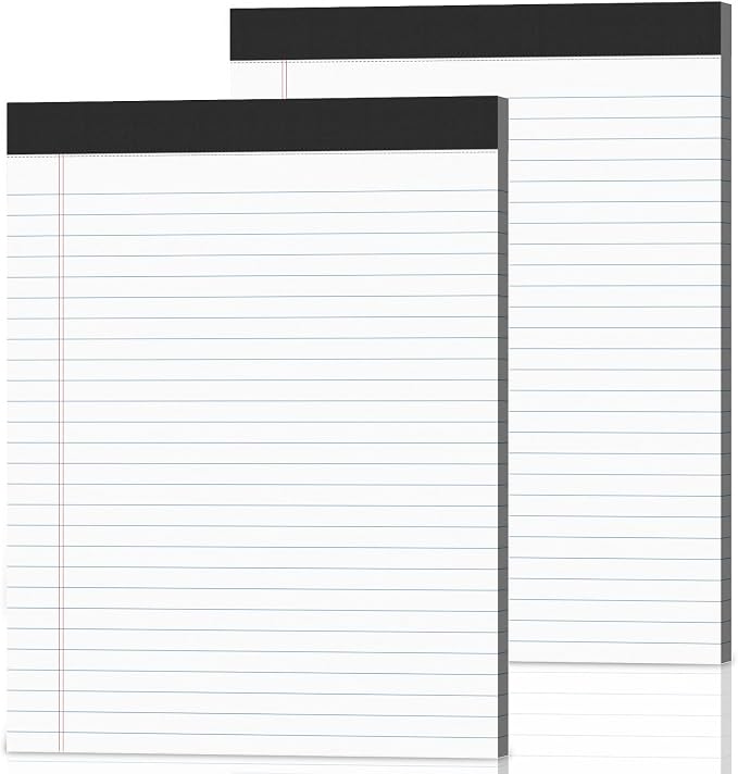 2-Pack Legal Pads 8.5"x11" Wide Ruled Note Pads by Nichela