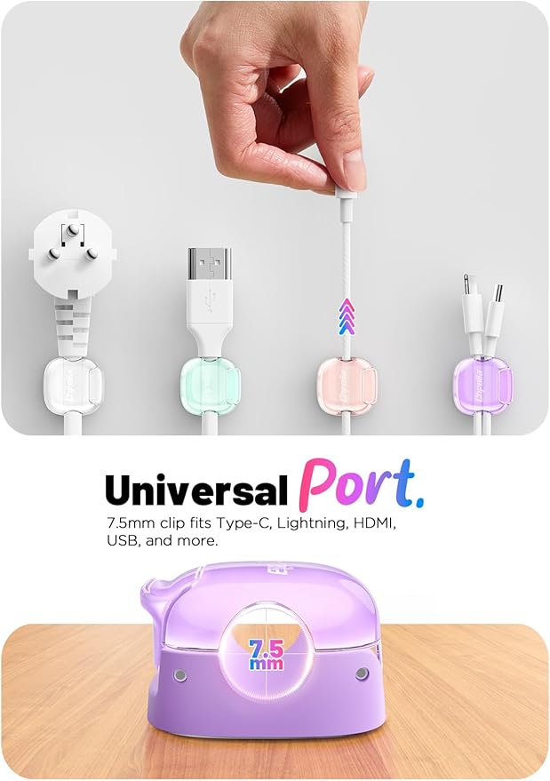 Cable Clips, 12 Pack Cord Holder Cord Organizer Spring Cord Clips Phone Charger - Image 4