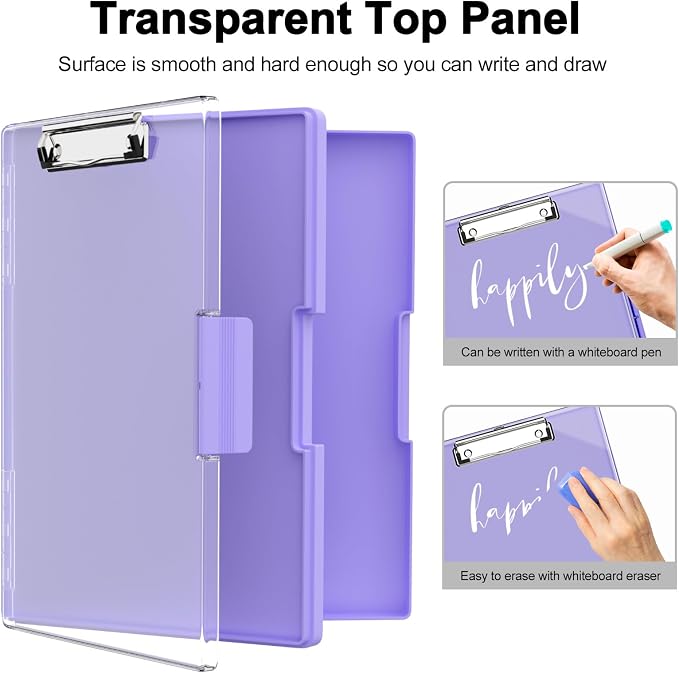 Piasoenc Clipboard with Storage, 8.5 x 11 Clip Boards with 2 Storage, Folio & - Image 4
