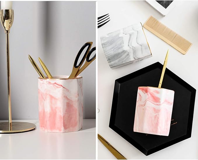 Pen Pencil Holder for Desk, Durable Ceramic Pens Organizer, Makeup Brush Holder - Image 3