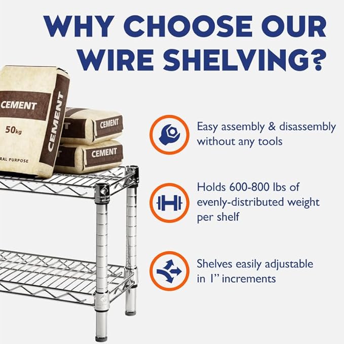 Shelving Inc. 8" d x 12" w Chrome Wire Shelving - Image 7