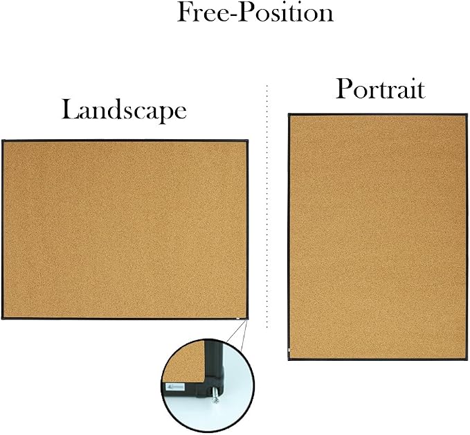 Lockways Large 48" x 36" Cork Board Bulletin Board, 4 x 3 Wall-Mounted Double - Image 2
