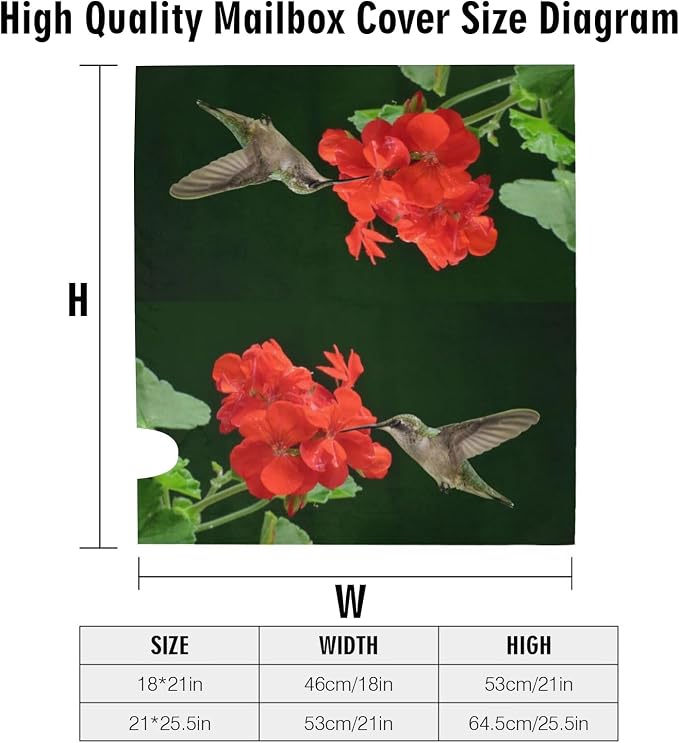 Hummingbirds Floral Mailbox Covers, Spring Summer Red Flowers Blossom Magnetic - Image 6
