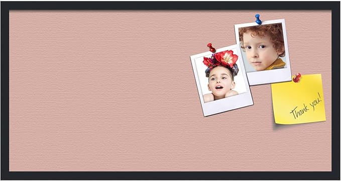 PinPix 36x18 Inch Cork Bulletin Board. This Decorative Framed Pin Board Comes with Pink Pastel Design and a Satin Black Frame. Ideal for Home Office Decor or Message Board (PinPix-1813)-DeskLoop Office