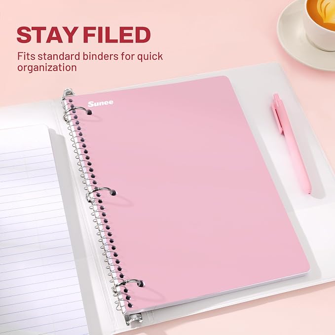 SUNEE Spiral Notebooks, 3 Pack, College Ruled Paper, 70 Sheets per Notebook - Image 3
