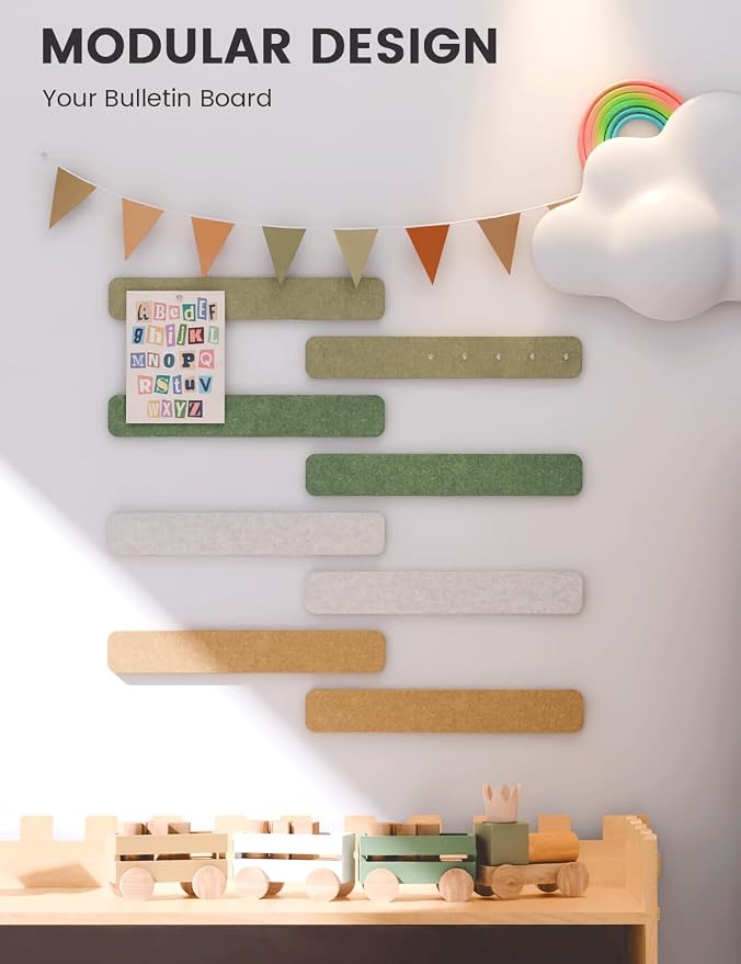 Fluxynara Cork Board Alternative Felt Strip Board 8-Pack 13"x2", Office Pin - Image 5