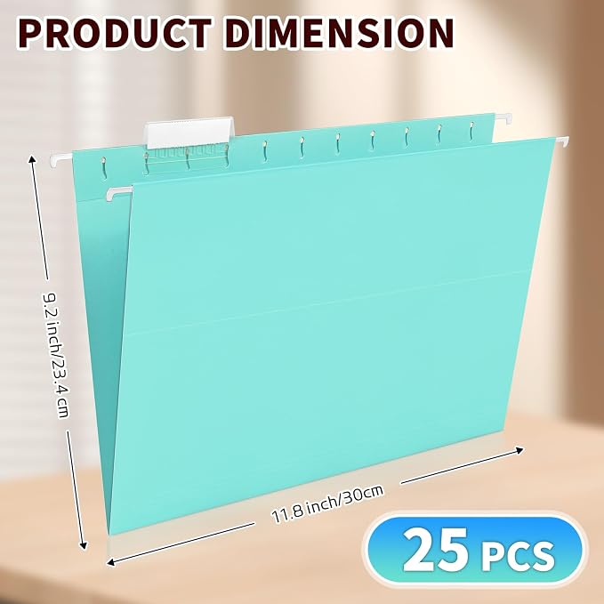 25-Pack Hanging File Folders, Letter Size, Includes 35 Transparent Label Cards - Image 4
