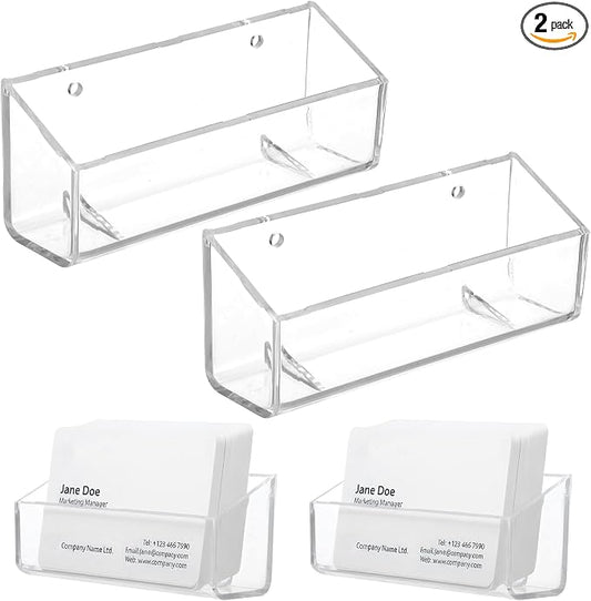 Yolev 2 Pcs Acrylic Business Card Holder Wall Mount Clear Business Card by Yolev