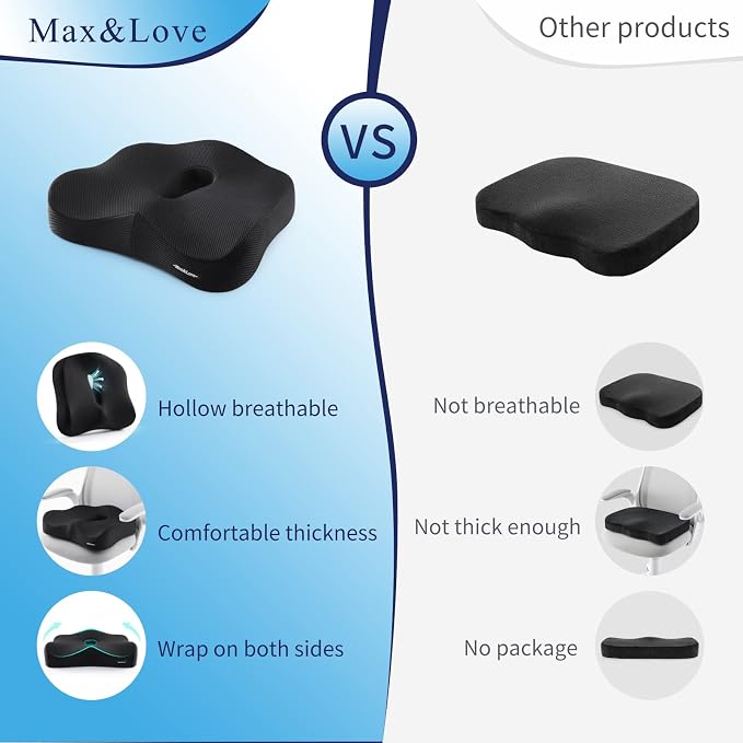 Memory Foam Seat Chair Cushion for Relieves Back Sciatica Pain Tailbone Pain - Image 5