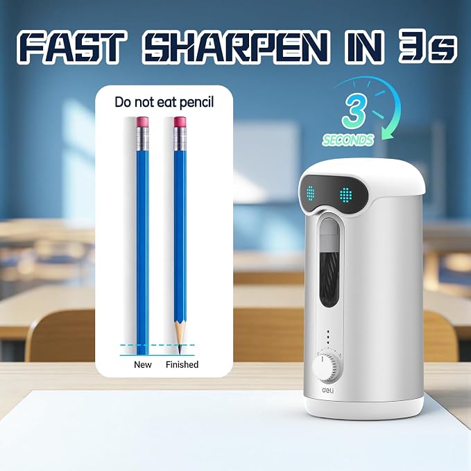 deli Electric Pencil Sharpener, Fully Automatic Pencil Sharpener - Image 7