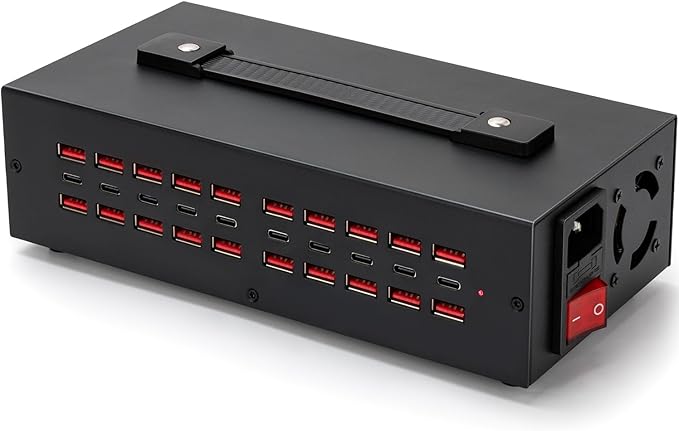 250W USB~c Charging Station, 30 Port (20 USB A & 10 USB~C Port) USB Charger Block, Fast Charging Station for Multiple Devices, Desktop Charger Compatible for iPhone, iPad, Tablets-DeskLoop Office