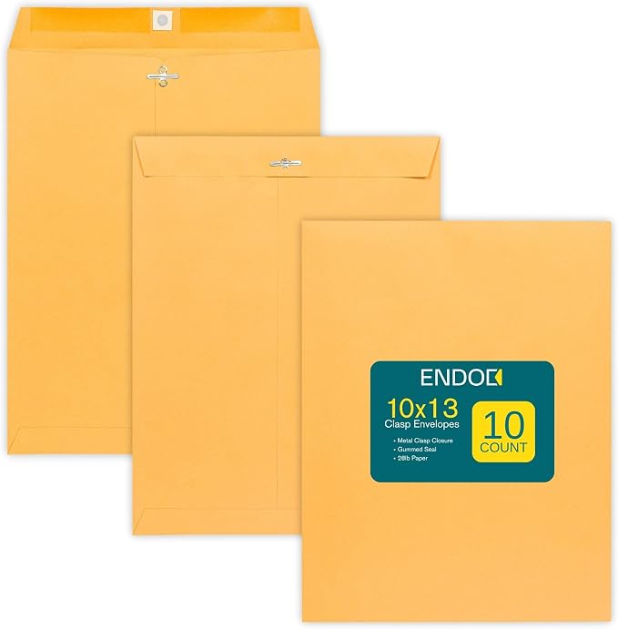 EnDoc 10 x 13 Clasp Envelopes – 10 Pack Brown Kraft Catalog Envelopes by EnDoc