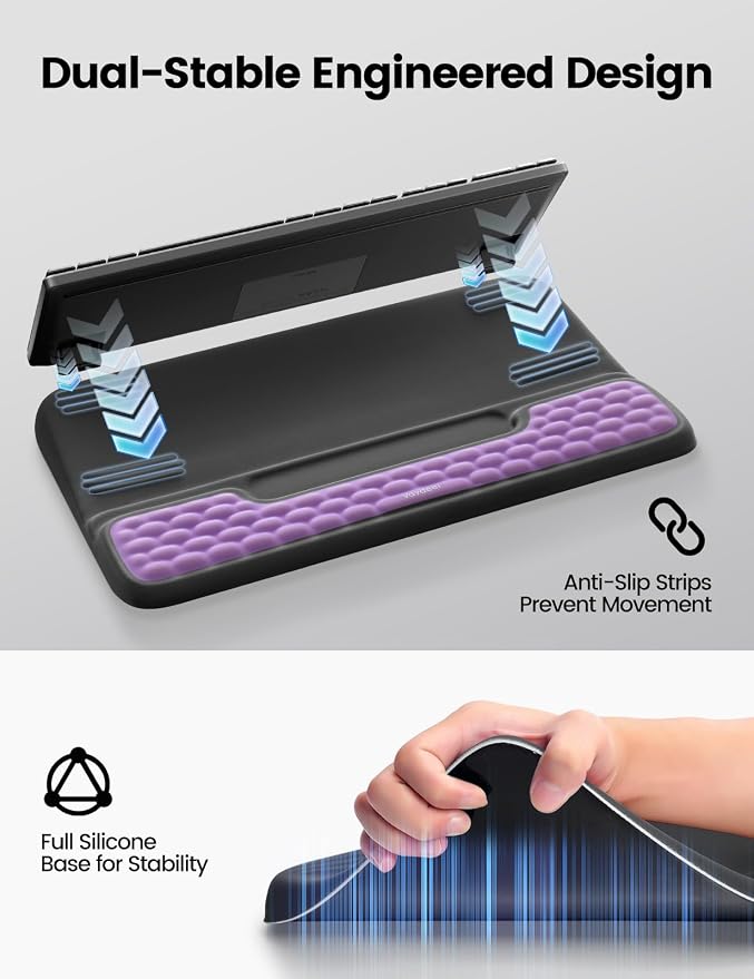 Vaydeer Keyboard Stand and Mouse Pad Set Wrist Rest, Computer Wrist Support Pad - Image 3