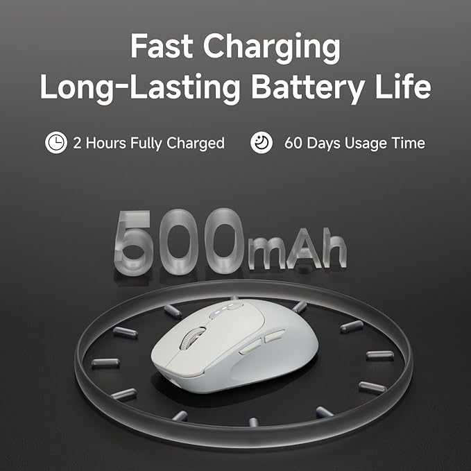 EWEADN Q5 Wireless Mouse, Bluetooth & 2.4G Quiet Computer Mouses with 1600 DPI, Battery Level Display, Ergonomic Office Mouse,6 Button Portable Cute Cordless Mice for Laptop/PC/Mac- Grey-DeskLoop Office