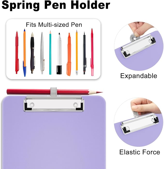 Hongri A5 Clipboard with Storage, Metal Retractable Pen Holder, 6 x 9'' Nursing - Image 3