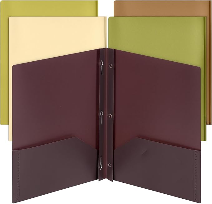 Mr. Pen- Plastic Folders with Pockets and Prongs, 5 Pack, Letter Size | Dark by MrPen