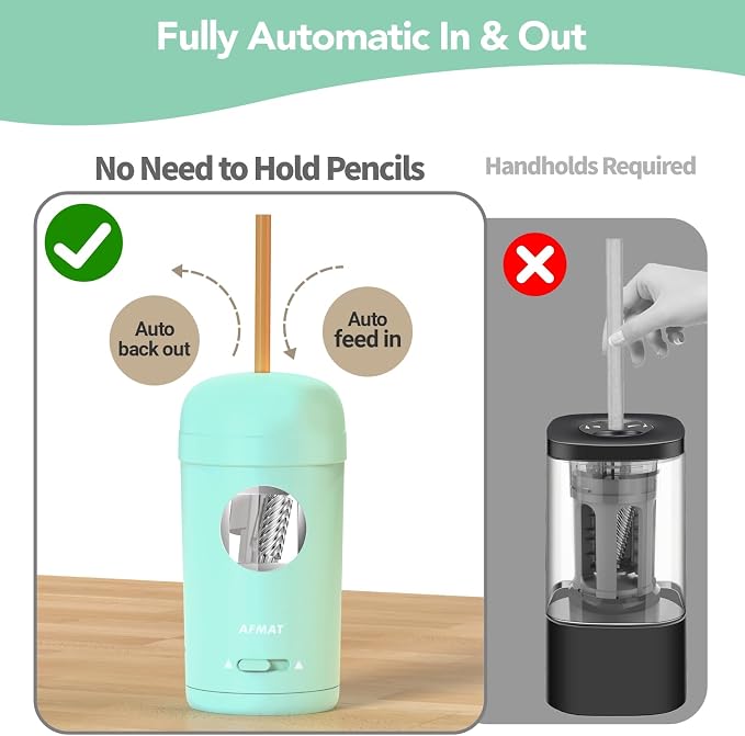 AFMAT Electric Pencil Sharpener, Fully Automatic Pencil Sharpener - Image 2