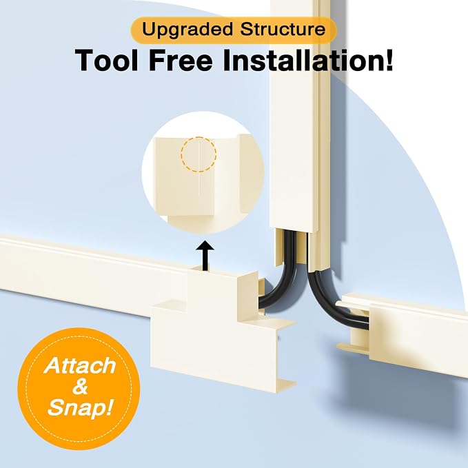 Delamu 157in Cord Hider, Cord Cover Wall Cable Management, Paintable Wire Cover - Image 2