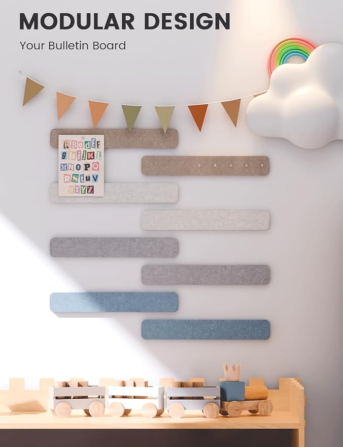 Fluxynara Cork Board Alternative Felt Strip Board 8-Pack 13"x2", Office Pin - Image 5