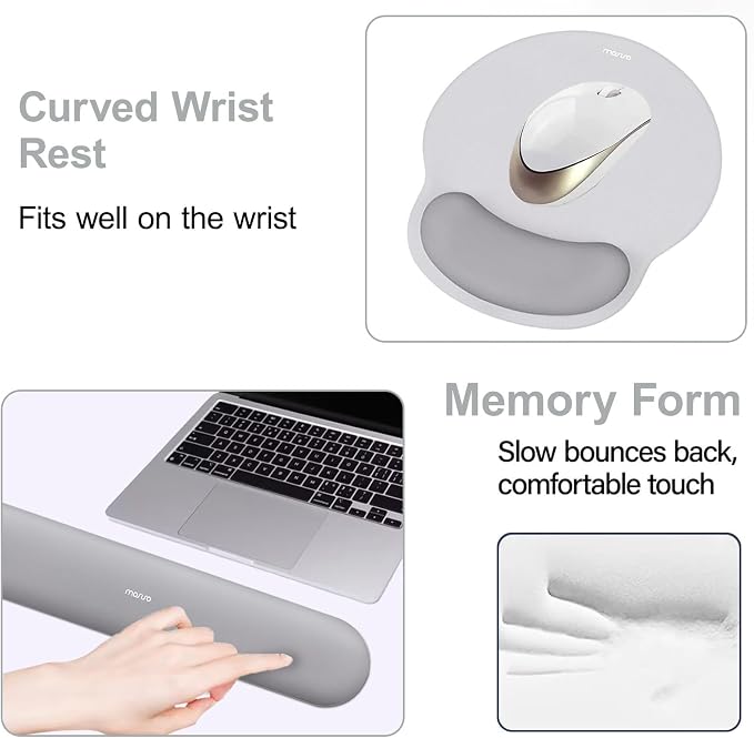 MOSISO Wrist Rest Support for Mouse Pad&Keyboard Set, Circle Curved Ergonomic - Image 4