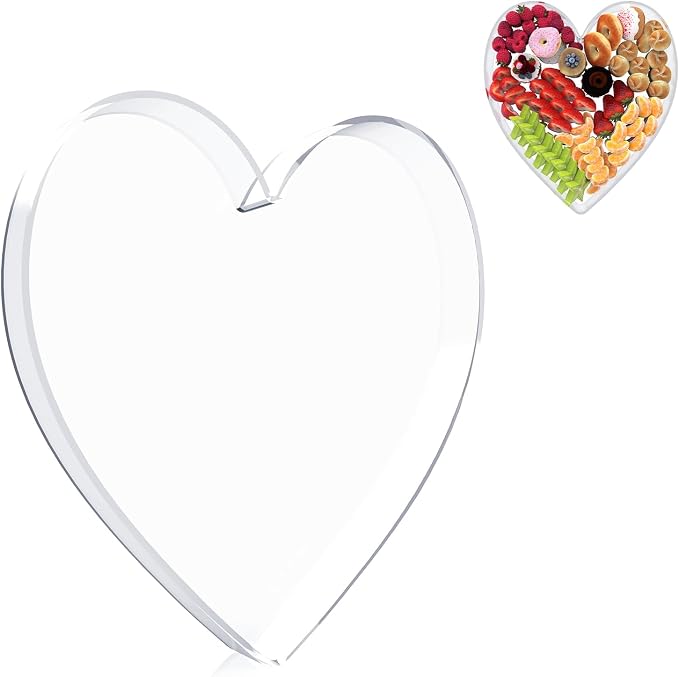 13.8" Acrylic Heart Shaped Charcuterie Board, Heart Plates by RUFHVTY