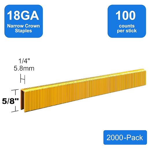 18 Gauge 1/4" Narrow Crown Staples 5/8" Leg Galvanized 2000 Pack - Image 2