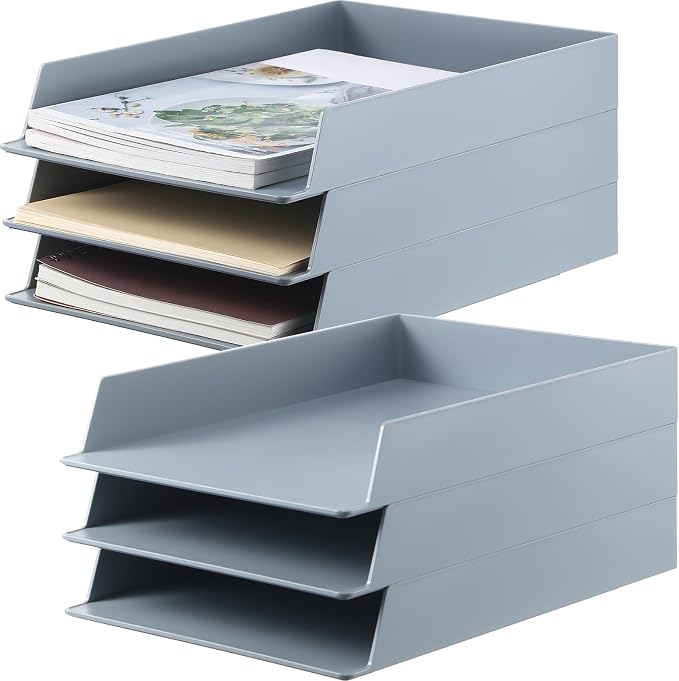 Wenqik 6 Pcs Stackable Paper Trays Rectangular Plastic Desk Holder Desktop by Wenqik