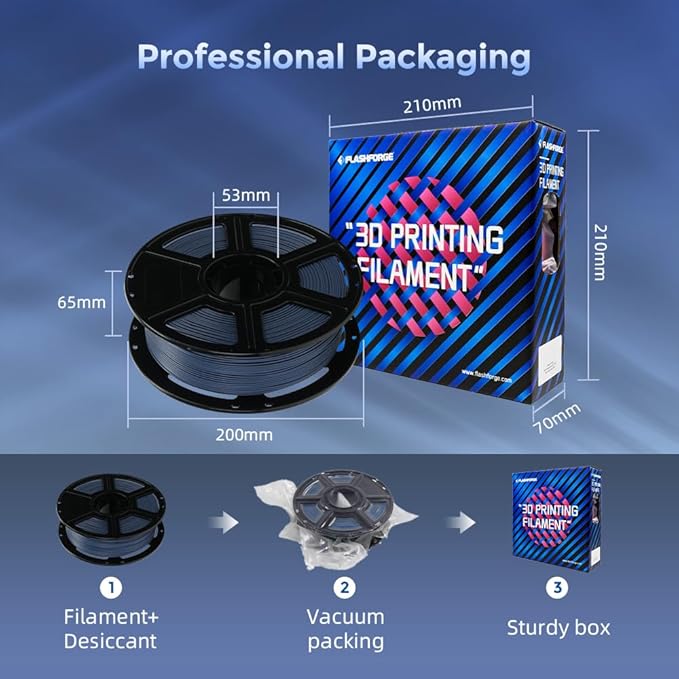 FLASHFORGE Carbon Fiber PLA Filament 1.75mm, Carbon Fiber Reinforced PLA 3D Printer Filament, 1KG Spool Dimensional Accuracy +/- 0.02mm, High Strength & High Abrasion-Resistance (Sailor Blue)-DeskLoop Office