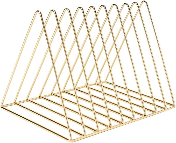 Sooyee 9 Slot Gold Magazine Holder, Desktop File Sorter Organizer Triangle - Image 5
