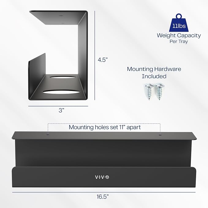 VIVO Under Desk 17 inch Cable Management Tray, Power Strip Holder, Cord - Image 3