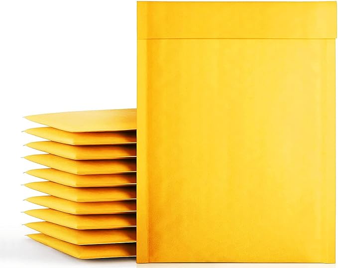 packbabol Kraft Bubble Mailers 6x10 Inch 50 Pcs,Small Self-Sealing Mail Shipping Bags,Yellow Padded Envelopes #0-DeskLoop Office